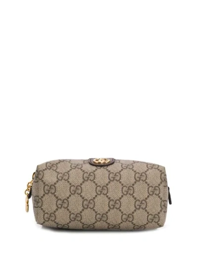 Gucci Logo Make Up Bag In Brown