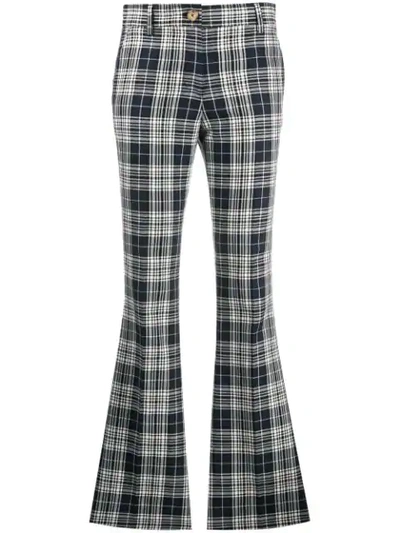 Tommy Hilfiger Flared Check Stretch Cotton Pants In Black