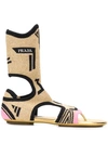 Prada Cut-out Detail Sandals In Gold