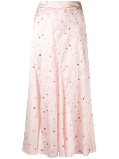 Ganni Floral Skirt In Pink