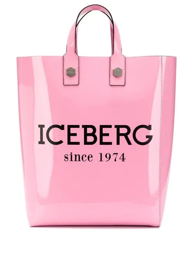 Iceberg Patent Tote Bag - Pink