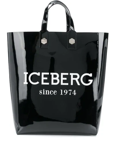 Iceberg Patent Tote Bag - Black