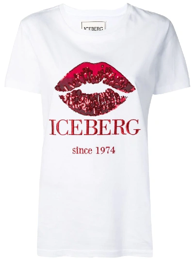 Iceberg T-shirt Mit Pailletten-logo - Weiss In White