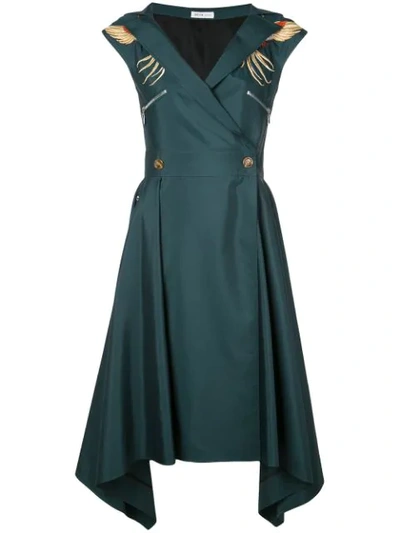 Adeam Wrap-style Flared Dress - Green