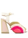 Kat Maconie Ariel Fringed Sandals In Pink