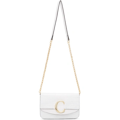 Chloé Chloe White Chloe C Chain Clutch Bag In 100 White