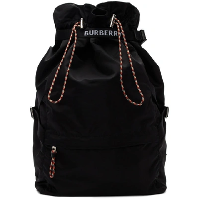 Burberry Logo Detail Nylon Drawcord Backpack In Black
