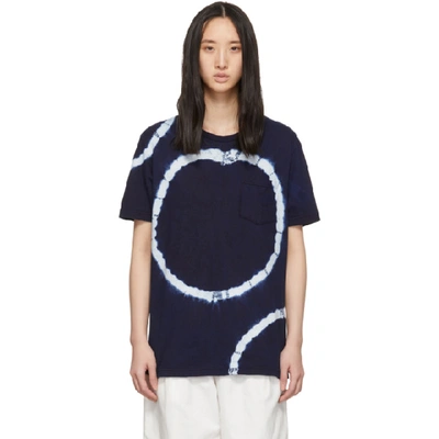 Blue Blue Japan Navy Big Circle Shibori T-shirt In 50-indigo