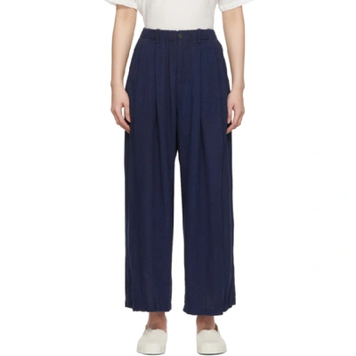 Blue Blue Japan Navy Hand-dyed Wide Relax Trousers In 50-indigo