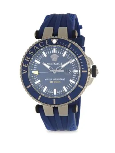 Versace Stainless Steel Quartz Strap Watch In Blue