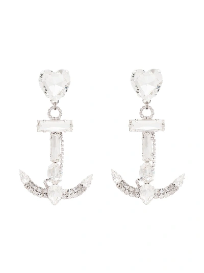 Alessandra Rich Anchor Crystal Clip-on Earrings In Metallic