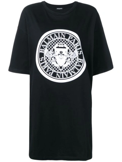 Balmain Printed Cotton-jersey T-shirt In Black