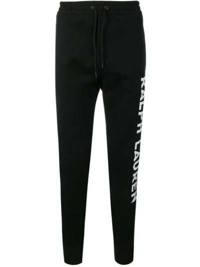 Lauren Ralph Lauren Contrast Logo Track Pants In Black