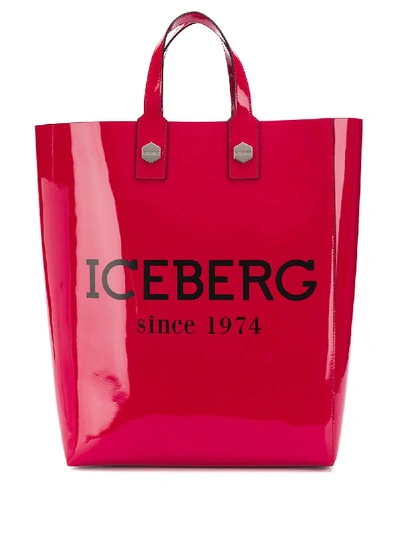 Iceberg Patent Logo Print Tote Bag - Red