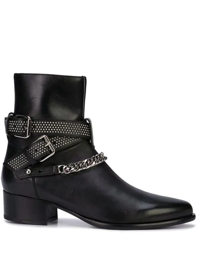 Amiri Chain Detail Ankle Boots In Black