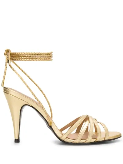 Tommy Hilfiger Mid-heel Strappy Sandals In Gold