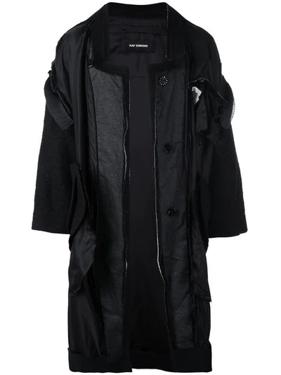 Raf Simons Deconstructed Coat In Black