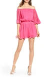 Endless Rose Off The Shoulder Ruffle Sleeve Romper In Pink