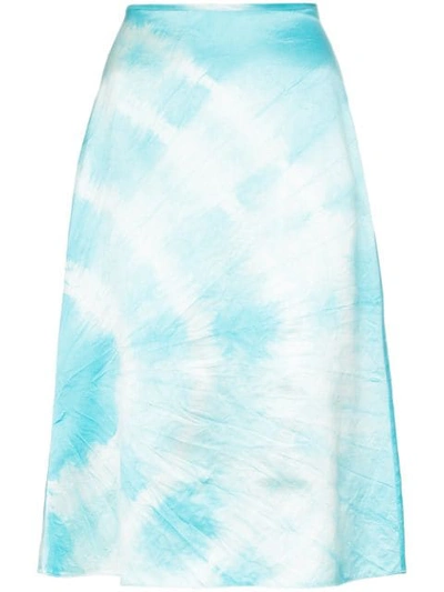 Ashley Williams Tie Dye Silk Pencil Skirt In Blue