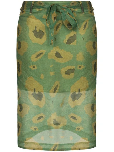 Asai Ghost Camo Print Pencil Skirt In Green