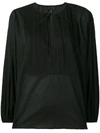 Nili Lotan Tie Neck Bell Sleeve Tunic - Black