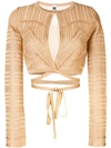 M Missoni Patterned Tie Waist Cardigan In Gold