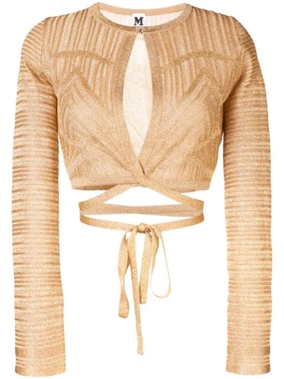 M Missoni Patterned Tie Waist Cardigan In Gold