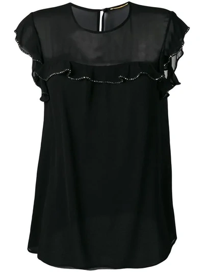 Saint Laurent Crystal Embellished Blouse In 1000