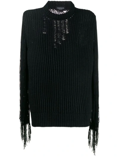 Calvin Klein 205w39nyc Distressed Knit Jumper In Black
