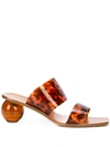 Cult Gaia Tortoiseshell Sandals - Brown