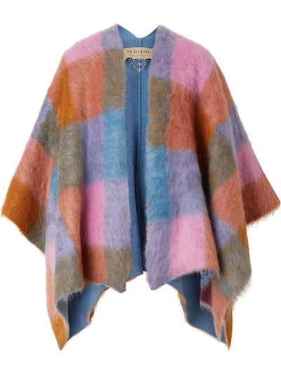 Burberry Patchwork Mohair Blend Cape In Pink