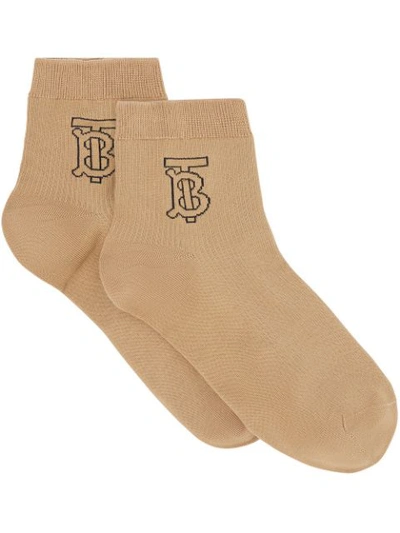 Burberry Monogram Intarsia Socks In Brown