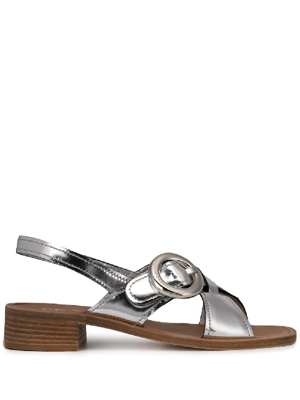 Prada Sandalen Mit Kreuzriemen Silber In Silver Modesens