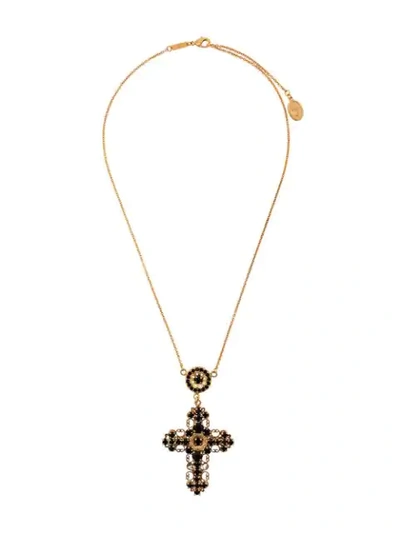 Dolce & Gabbana Cross Pendant Necklace In Metallic ,gold