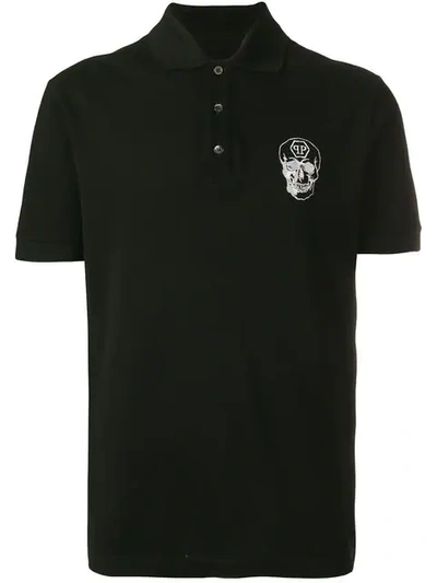 Philipp Plein Skull Embroidered Polo Shirt - Black