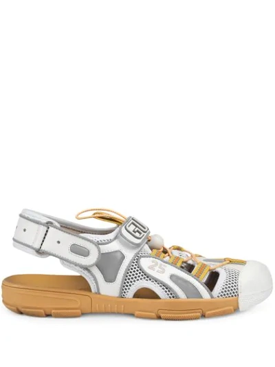 Gucci Men's Leather And Mesh Sandal In White