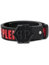 Philipp Plein Contrast Logo Belt In Red
