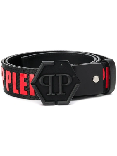 Philipp Plein Contrast Logo Belt In Red