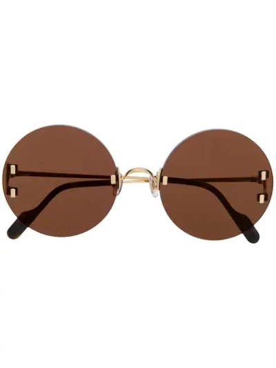 Cartier Para Ótica Ventura C Décor Round-frame Sunglasses In Brown