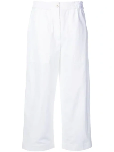 Alberto Biani Cropped Wide-leg Trousers - White