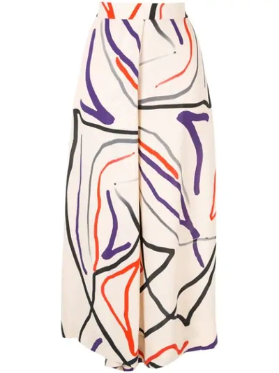 Layeur Cropped Printed Trousers In Multicolour
