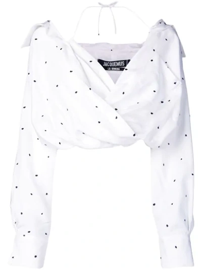 Jacquemus Siena Embroidered Woven Blouse In White