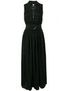 Cedric Charlier Micro-pleated Long Dress In Black