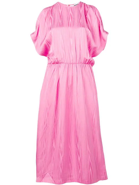Msgm Open Shoulder Midi Dress In Pink | ModeSens