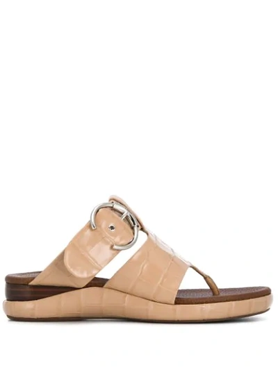 Chloé Buckled Thong Sandals In Neutrals