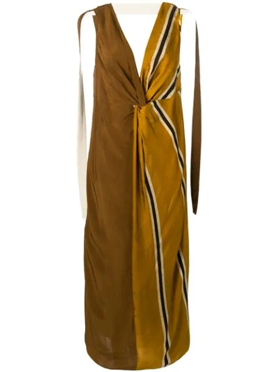 Uma Wang Front Knot Satin Dress In Neutrals