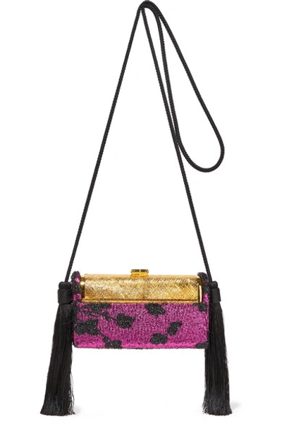 Bienen-davis Régine Tasseled Metallic Fil Coupé And Gold-dipped Shoulder Bag In Purple