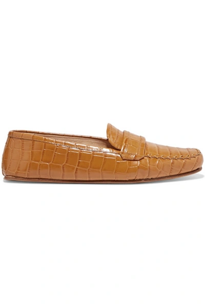 Gabriela Hearst Brodie Croc-effect Leather Loafers In Sand