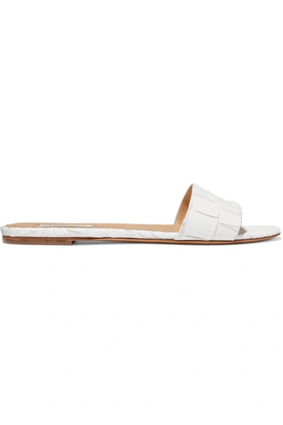 Gabriela Hearst Franzine Croc-effect Leather Slides In White