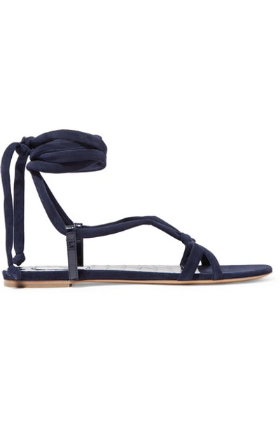 Gabriela Hearst Reeves Suede And Croc-effect Leather Sandals In Navy